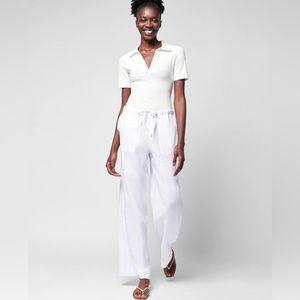 Faherty women's sands linen wide leg drawstring pants size xs